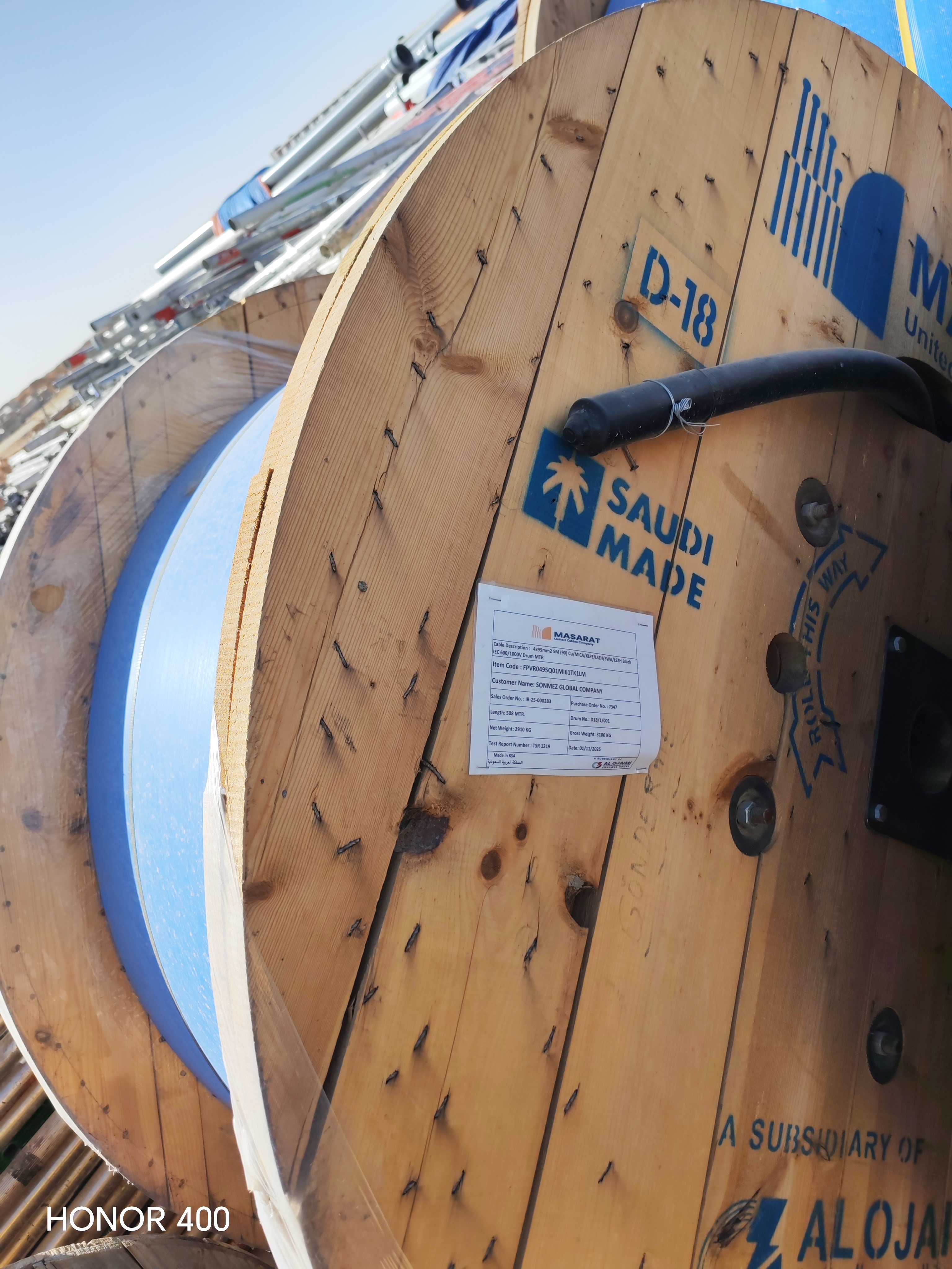 4C X 95 mm2 Cu/MICA/XLPE/LSZH/SWA/LSZH 600/1000V