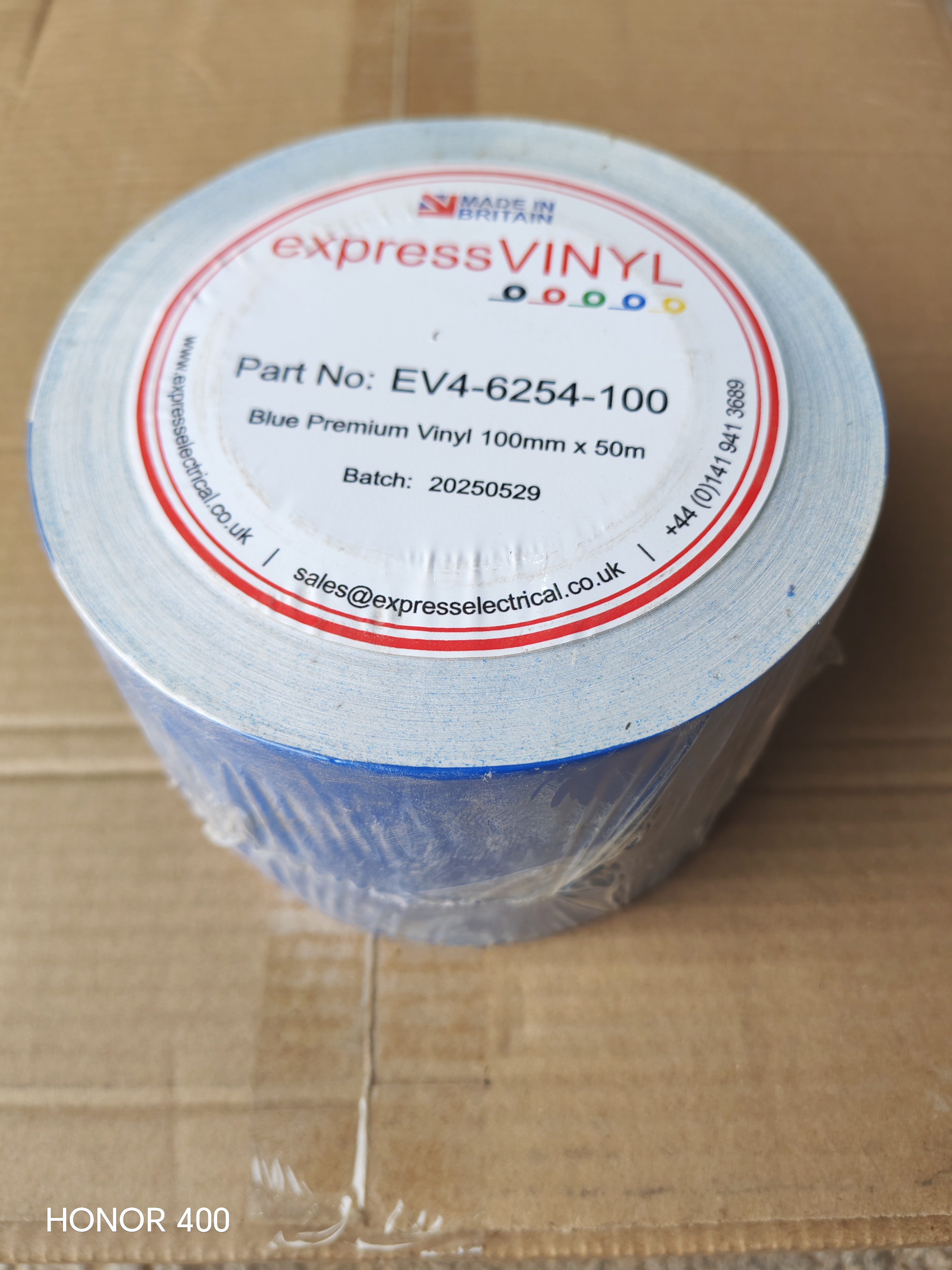 Self Adhesive Vinyl Label  4"W BLUE (50MT/R)