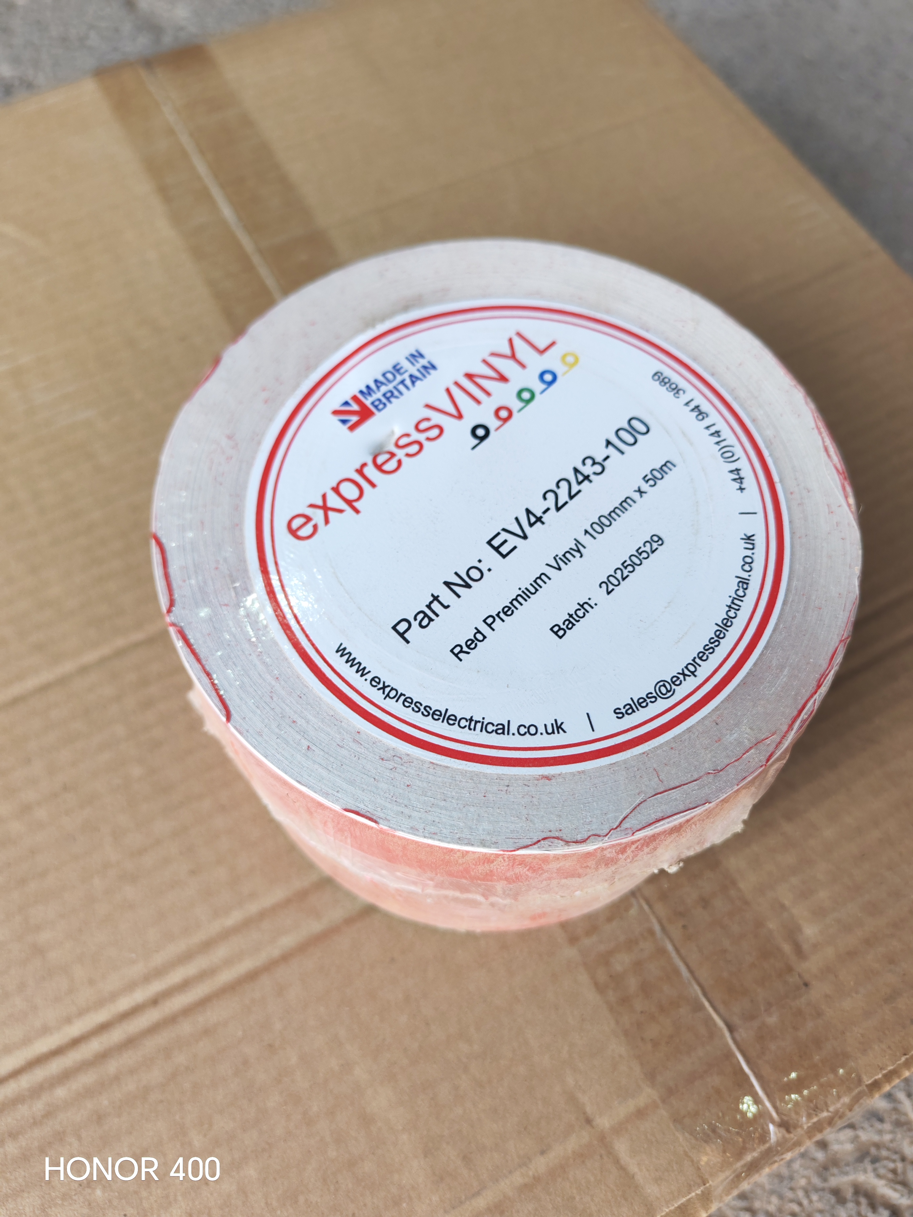 Self Adhesive Vinyl Label  4"W RED (50MT/R)