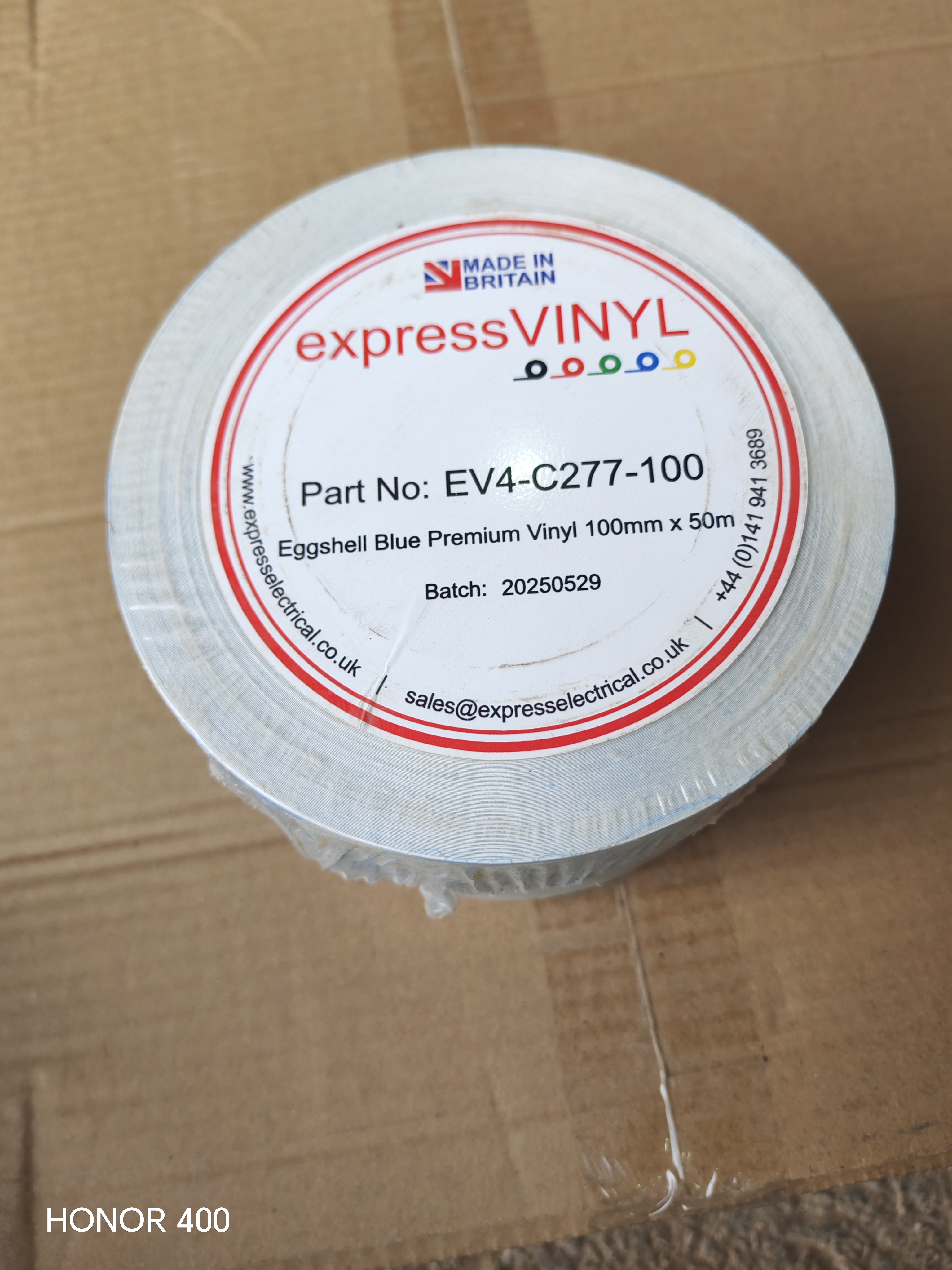 Self Adhesive Vinyl Label  4"W LIGTH BLUE (50MT/R)